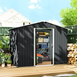 Caseta de Jardín de 3,6m² 236x174x190 cm Cobertizo Exterior para Herramientas con Puertas Correderas y 4 Ventana... - Ogal.Es