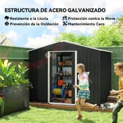 Caseta de Jardín de 3,6m² 236x174x190 cm Cobertizo Exterior para Herramientas con Puertas Correderas y 4 Ventana... - Ogal.Es