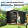 Caseta de Jardín de 3,6m² 236x174x190 cm Cobertizo Exterior para Herramientas con Puertas Correderas y 4 Ventana... - Ogal.Es