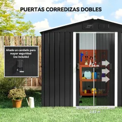 Caseta de Jardín de 3,6m² 236x174x190 cm Cobertizo Exterior para Herramientas con Puertas Correderas y 4 Ventana... - Ogal.Es
