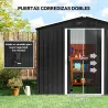 Caseta de Jardín de 3,6m² 236x174x190 cm Cobertizo Exterior para Herramientas con Puertas Correderas y 4 Ventana... - Ogal.Es
