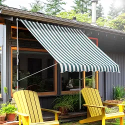 Toldo Manual Retráctil 200x150x170-280 cm para Balcón y Terraza con Altura Ajustable con Manivela Rayas Verde y ... - Ogal.Es