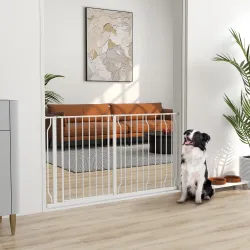 Barrera de Seguridad de Perros Extensible para Escaleras y Puertas 75-145 cm con 3 Extensiones de 10/20/30 cm Mo... - Ogal.Es