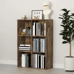 Librería de 3 Niveles Estantería para Libros con 6 Cubos de Almacenaje para Estudio 65,5x30x97,5 cm Marrón Rústico - Ogal.Es