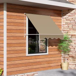 Toldo Retráctil de Exterior con Marco de Aluminio Ángulo Ajustable Protección UV e Impermeable 180x70 cm Beige - Ogal.Es