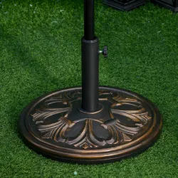 Soporte para Parasol Redondo de HDPE y Cemento Peso 13 kg para Poste de Paraguas de Ø35/38/48 mm Ø48x34 cm Bronce - Ogal.Es