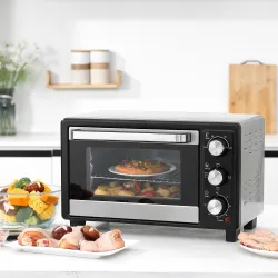 Horno Portátil 16L 1400W con 3 Modos de Calor Temporizador Bandeja de Horneado y Rejilla 44x32x28,1 cm Plata - Ogal.Es