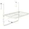Mesa Colgante de Balcón con Brazo Regulable y Altura Ajustable en 3 Posiciones Marco Metálico 60x56x50 cm Blanco - Ogal.Es