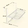 Mesa Colgante de Balcón con Brazo Regulable y Altura Ajustable en 3 Posiciones Marco Metálico 60x56x50 cm Blanco - Ogal.Es
