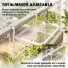 Mesa Colgante de Balcón con Brazo Regulable y Altura Ajustable en 3 Posiciones Marco Metálico 60x56x50 cm Blanco - Ogal.Es