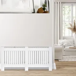 Cubreradiador de MDF Cubierta para Radiador para Salón Dormitorio Pasillo 172x19x81 cm Blanco - Ogal.Es