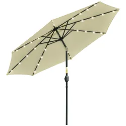 Sombrilla Terraza Exterior, Ø265 cm, Sombrilla de Jardín con 32 Luces LED Solares, Poste de Acero y Manivela de ... - Ogal.Es