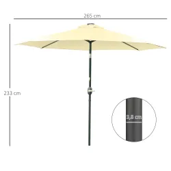 Sombrilla Terraza Exterior, Ø265 cm, Sombrilla de Jardín con 32 Luces LED Solares, Poste de Acero y Manivela de ... - Ogal.Es