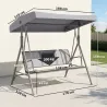 Columpio de Jardín Exterior de 3 Plazas con Toldo Reclinable, Balancín de Jardín Exterior con Respaldo Transpira... - Ogal.Es
