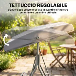 Columpio de Jardín Exterior de 3 Plazas con Toldo Reclinable, Balancín de Jardín Exterior con Respaldo Transpira... - Ogal.Es