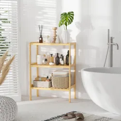 Estantería de Bambú de 3 Niveles Estantería de Pie Moderno Estante de Almacenamiento para Baño Cocina Salón Dorm... - Ogal.Es