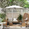 Sombrilla de Jardín 295 cm Parasol Excéntrico Inclinable con Manivela Base Cruzada y Soporte de Acero Crema - Ogal.Es