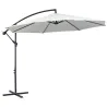 Sombrilla de Jardín 295 cm Parasol Excéntrico Inclinable con Manivela Base Cruzada y Soporte de Acero Crema - Ogal.Es