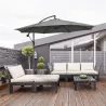 Sombrilla de Jardín Ø295 cm Parasol Excéntrico Inclinable con Manivela Base Cruzada y Soporte de Acero Gris - Ogal.Es