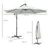 Sombrilla de Jardín 295 cm Parasol Excéntrico Inclinable con Manivela Base Cruzada y Soporte de Acero Crema - Ogal.Es