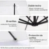 Sombrilla de Jardín 295 cm Parasol Excéntrico Inclinable con Manivela Base Cruzada y Soporte de Acero Crema - Ogal.Es