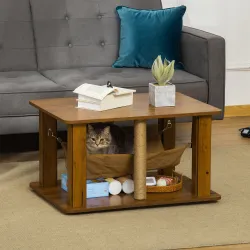 Mesa de Centro Hamaca para Gatos con 2 Postes Rascadores de Yute y Estante Inferior de Almacenaje 79x59x45,5 cm ... - Ogal.Es