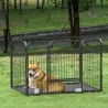 Parque para Mascotas Rectangular Parque de Juegos para Mascotas 4 Paneles de Acero 109x74x71 cm con Puerta de Do... - Ogal.Es