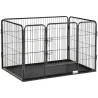 Parque para Mascotas Rectangular Parque de Juegos para Mascotas 4 Paneles de Acero 109x74x71 cm con Puerta de Do... - Ogal.Es
