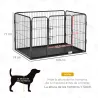 Parque para Mascotas Rectangular Parque de Juegos para Mascotas 4 Paneles de Acero 109x74x71 cm con Puerta de Do... - Ogal.Es