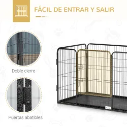 Parque para Mascotas Rectangular Parque de Juegos para Mascotas 4 Paneles de Acero 109x74x71 cm con Puerta de Do... - Ogal.Es