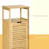 Mueble Auxiliar de Baño de Bambú Armario para Baño con 2 Estantes y 1 Cajón de Tela Extraíble Mueble de Almacena... - Ogal.Es