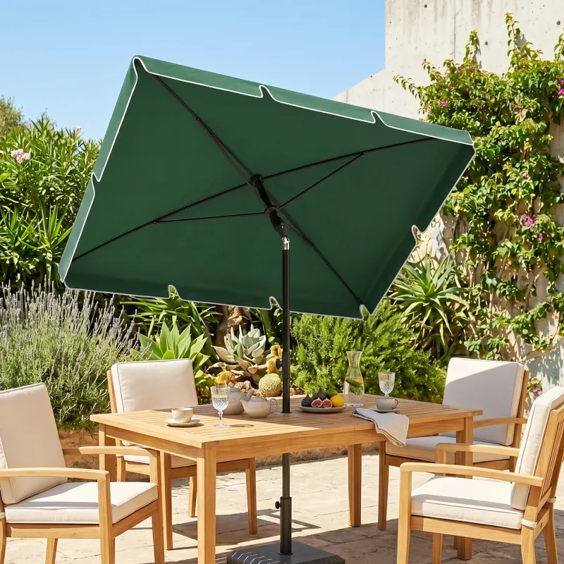 Sombrilla de Terraza de Aluminio 2x1,3x2,5 m Parasol de Jardín Rectangular con Función de Inclinación Verde - Ogal.Es