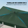 Sombrilla de Terraza de Aluminio 2x1,3x2,5 m Parasol de Jardín Rectangular con Función de Inclinación Verde - Ogal.Es