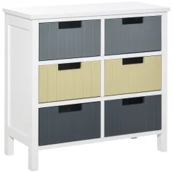 Cómoda de Madera con 6 Cajones Cajonera Auxiliar de Almacenaje con Patas Elevadas Estilo Moderno para Dormitorio... - Ogal.Es