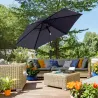 Sombrilla de Jardín, Ø260x235 cm, Parasol de Jardín Reclinable con Manivela, Poste Desmontable de Aluminio y 6 V... - Ogal.Es