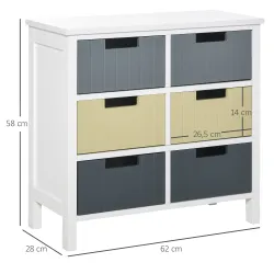 Cómoda de Madera con 6 Cajones Cajonera Auxiliar de Almacenaje con Patas Elevadas Estilo Moderno para Dormitorio... - Ogal.Es