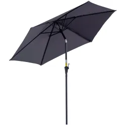 Sombrilla de Jardín, Ø260x235 cm, Parasol de Jardín Reclinable con Manivela, Poste Desmontable de Aluminio y 6 V... - Ogal.Es