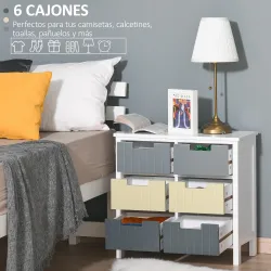 Cómoda de Madera con 6 Cajones Cajonera Auxiliar de Almacenaje con Patas Elevadas Estilo Moderno para Dormitorio... - Ogal.Es