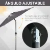 Sombrilla de Jardín, Ø260x235 cm, Parasol de Jardín Reclinable con Manivela, Poste Desmontable de Aluminio y 6 V... - Ogal.Es