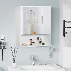 Armario de Baño con Espejo Mueble Colgante de Aseo con 2 Puertas y 2 Estantes Ajustables Interiores 54x15,2x55,3... - Ogal.Es