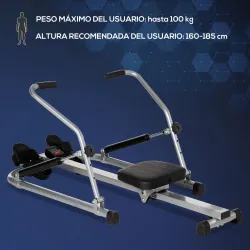 Máquina de Remo Hidráulico Plegable con 3 Niveles de Resistencia Monitor Digital y Pedal Antideslizante para Fit... - Ogal.Es