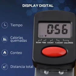 Máquina de Remo Hidráulico Plegable con 3 Niveles de Resistencia Monitor Digital y Pedal Antideslizante para Fit... - Ogal.Es