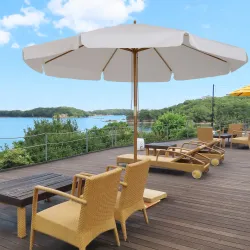 Sombrilla Terraza Exterior Ø325 cm Sombrilla de Jardín con Sistema de Polea Techo Ventilado 8 Varillas de Bambú ... - Ogal.Es
