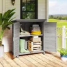 Armario para Terraza de Madera con 2 Estantes Interiores 2 puertas y Techo Inclinado para Exterior Terreza 87x46... - Ogal.Es