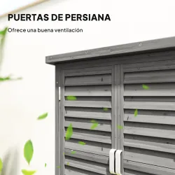 Armario para Terraza de Madera con 2 Estantes Interiores 2 puertas y Techo Inclinado para Exterior Terreza 87x46... - Ogal.Es