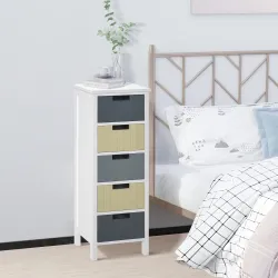 Cómoda de Madera con 5 Cajones Cajonera Auxiliar de Almacenaje con Patas Elevadas Estilo Moderno para Dormitorio... - Ogal.Es