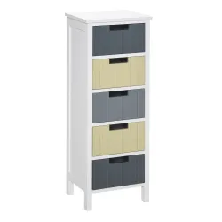 Cómoda de Madera con 5 Cajones Cajonera Auxiliar de Almacenaje con Patas Elevadas Estilo Moderno para Dormitorio... - Ogal.Es
