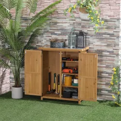 Armario de Jardín 0,24 m² 75x40x90 cm con 4 Estantes y Techo de Galvanizado para Almacenamiento de Herramientas ... - Ogal.Es