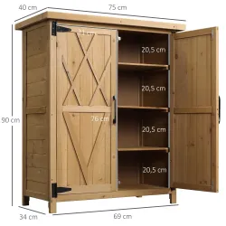 Armario de Jardín 0,24 m² 75x40x90 cm con 4 Estantes y Techo de Galvanizado para Almacenamiento de Herramientas ... - Ogal.Es