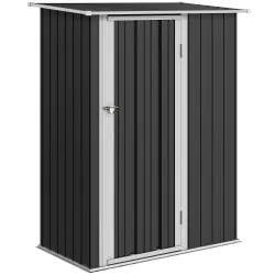 Cobertizo Exterior 1,07m² 142x86x189 cm con Puerta y Orificios de Drenaje para Almacenamiento de Herramientas Gris - Ogal.Es
